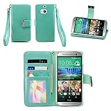IZENGATE HTC One M8 (2014) Wallet Case - Executive Premium PU Leather Flip Cover Folio with Stand (Mint)