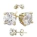 14 Karat Gold Plated Cubic Zirconia Stud Earrings.1.00 Carat Total Weight Half a Carat Each Stone.