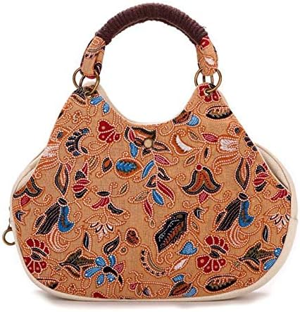 RFVBNM Ethnic style handbags ladies printed floral handbag canvas handbags Shoulder Bags for Work Travel Satchels for Girls