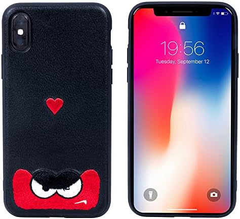 KUUFER iPhone X Case with Embroidery Painting for Apple iPhone X 2017 (black+red)