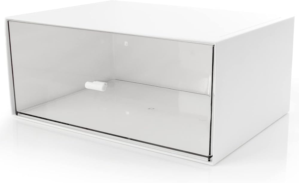 HCLRW Desktop Drawer Organizer Large White Stackable Storage Drawers