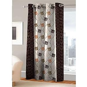 India Furnish Polyester Eyelet Single Piece Window Curtain- 5 Feet, Brown
