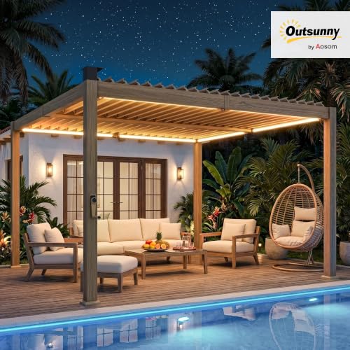 Outsunny 10x10 Louvered Pergola Review: Adjustable Metal Roof With Solar LED Lights image 13