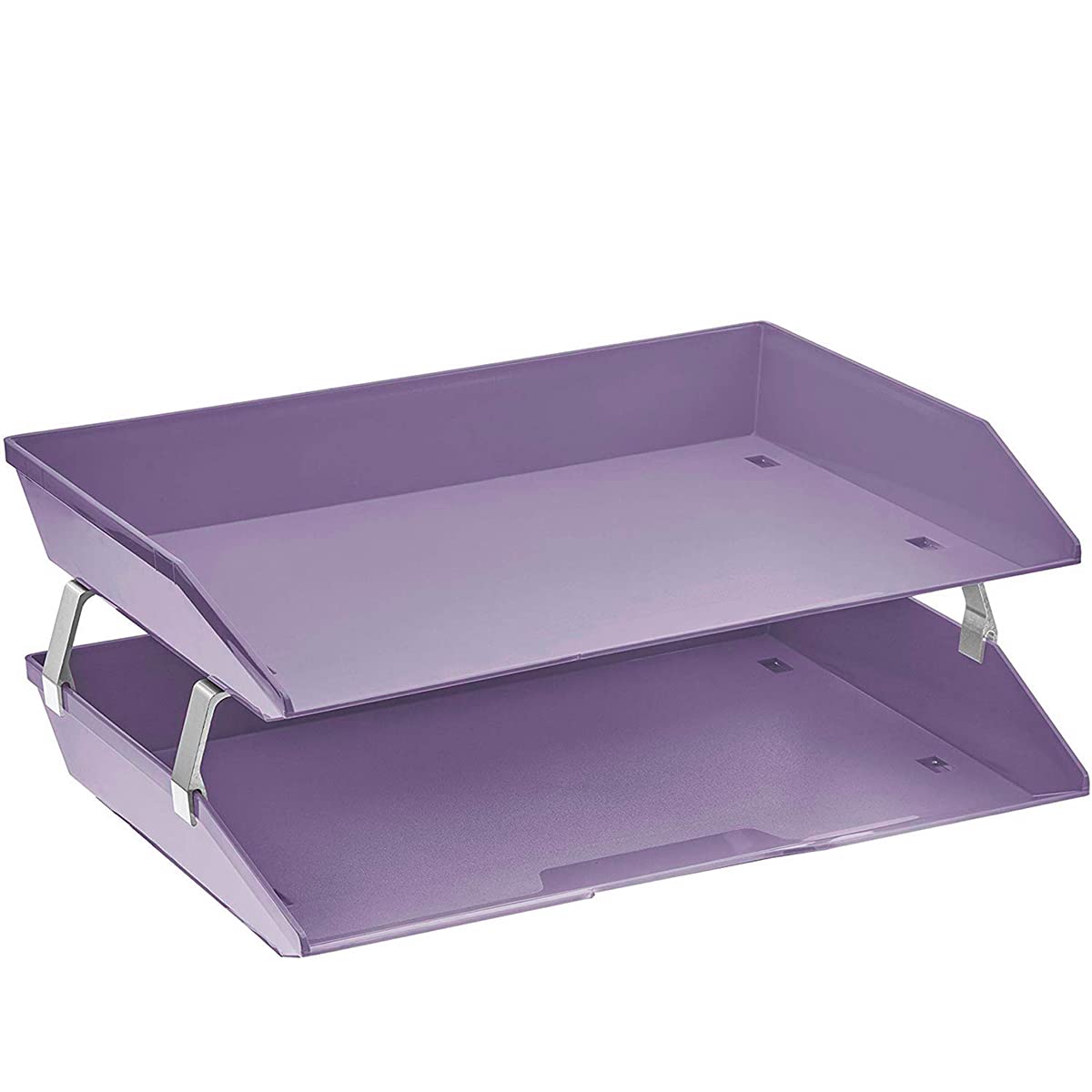 Acrimet Facility 2 Tier Letter Tray, Side Load, Letter Size/A4, Desktop File Organizer, Plastic (Solid Purple Color)