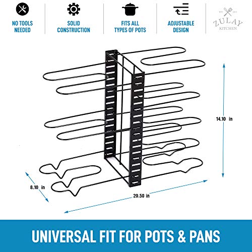 Zulay 8Tier Pots and Pans Organizer Under Easy 3 Adjustable