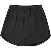 Kid Nation Girls Athletic Shorts Cotton Girls Running Shorts with Pockets Drawstring Kids Soccer Gym Workout Sports Shorts