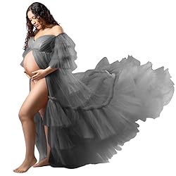Tianzhihe Tulle Robe Maternity Dress Photoshoot