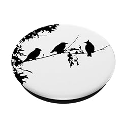 3 Cedar Waxwings in Black and White PopSockets