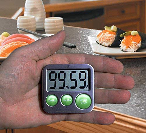 Digital Kitchen Timer Stainless Steel - Strong Magnetic Back - Kickstand - Loud Alarm - Large Display - Auto Memory - Auto Shut-Off - Model eT-25 (Lime) by eTradewinds