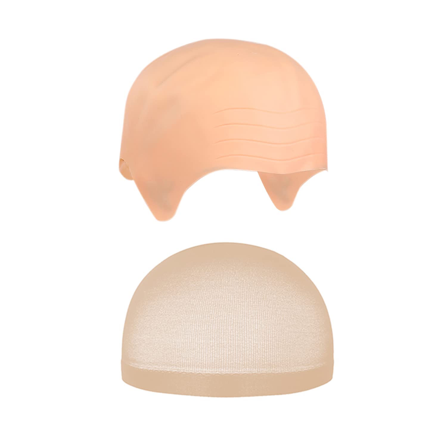 NINVVS 1 Wrinkle Bald Head Cover and 1 Skin Tone Hair Net, Cosplay, Masquerade Props, Stage Performance Props, Fake Scalp Props, standard