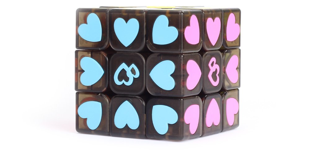 Playwin 3x3 Speed Cube Puzzle Without Stickers Sweet Love Magic Cube Romantic Magic (Black)