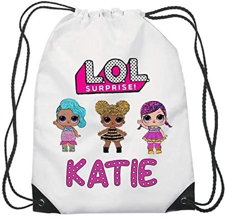 Personalised LOL Dolls Kids Drawstring Bag Swimming, School, PE, gymnastics,