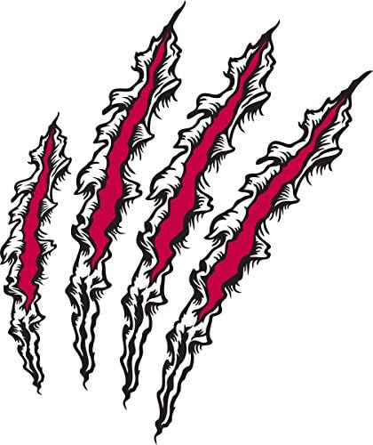 CLAW RIPS DECAL 7" TALL DETAILED BLACK WITH RED CENTER - manufactured & sold by EYECANDY DECALS only