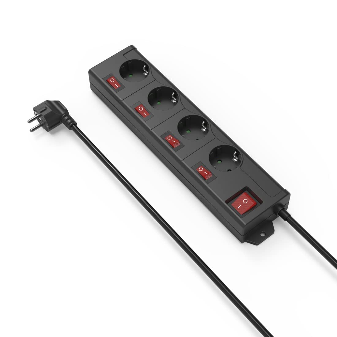 Hama 137257 - Base múltiple (Interior, 1,4 m, 4 salidas AC, Tipo C, 230 V), Negro