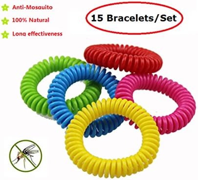 15 Pack Natural Mosquito Repellent Bracelets for Kids, Toddler, Men and Women, Bug Insect Protection up to 300 Hours, No Deet