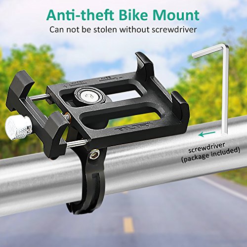 Bike Phone Mount, Bovon 360°Rotation Aluminum Alloy Bicycle Phone Holder, Universal Motorcycle Handlebar Rack Fits iPhone X, 8/8 Plus, 7, 6/6s Plus, Galaxy S9/S9 Plus, S8/S8 Plus, 3.5"-6.2'' (Black)