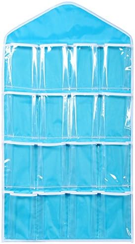 cnnIUHA Home Storage Bags - 16pockets Clear Wall Hanging Bag Socks Bra Underwear Rack Hanger Storage Organizer Mesh Outside Toiletries Garment Trees Nylon Proof Weater Clothing Coat Add Storage Tools