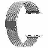 top4cus Apple Watch Band 42mm Milanese Fully Magnetic Closure Clasp Mesh Loop Stainless Steel iWatch Band Replacement Bracelet Strap for Apple Watch 42mm Model Series 1 and Series 2 - Silver