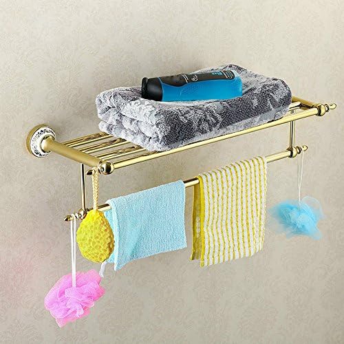 Ueannryer All Copper Thickening Towel Rack, European Double Layer Free Punching Towel Rack, Household Hardware Bathroom Pendant