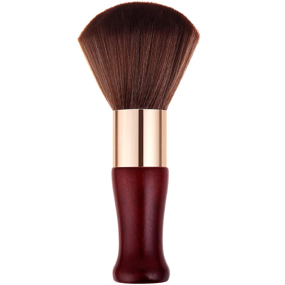 DOKKIA Barber Haircut Brush Neck Duster Hair Cutting Salon Hairdressing Cleaning Shaving Stylist Sweep Bristle (Wood Handle Red Bristles)