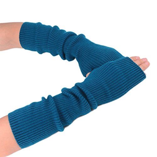 F Flammi Cashmere Blend Arm Warmer Winter Fingerless Gloves Knit Long  Sleeve Mitten Gloves Wrist Warmer with T