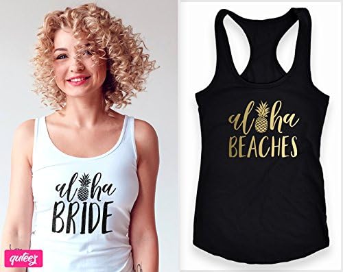 Bachelorette Party Shirts - Aloha Bride Shirts -Aloha Beaches Shirts - Bride And Bridesmaid Shirts And Tanks - Bridal Party Shirts - Custom Made Shirts - Bachelorette Party Favors - Quteez