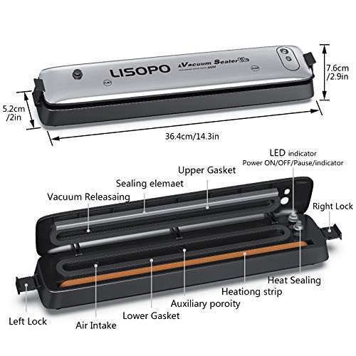 Vakuumiergerät, LISOPO Automatische Vakuumierer VAC245, Vakuumiergerät Folienschweißgerät für Trockene und Feuchte… – Bild 3