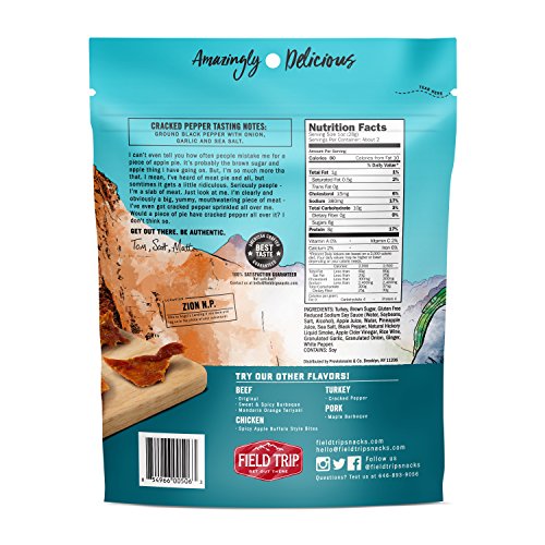 Field Trip All Natural Turkey Jerky, Cracked Pepper, 2.2 Ounce, (pack of 4)