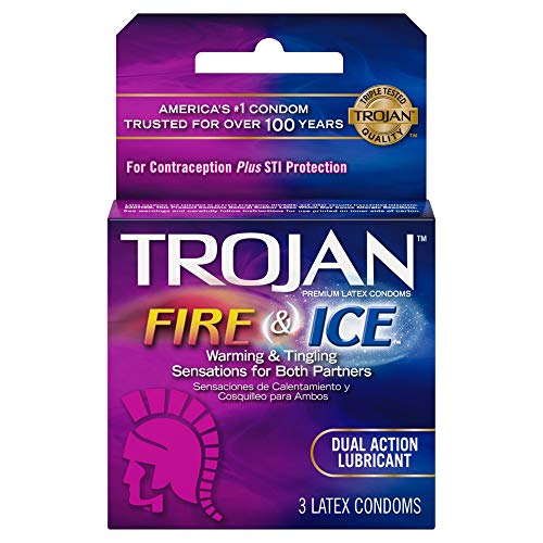 Trojan Pleasure Fire & ICE Dual Action Ultrasmooth Lubricated Premium Latex Condoms – 12 Packs 3 Condoms in Each Pack (36 Condoms Total)