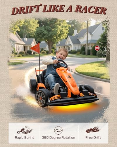 First Ride On 24V Electric Go Kart for Kids, Licensed Mclaren Drift Kart w/Adjustable Seat, 7.5 MPH Battery Powered Crazy Cart for Kids, Ride on Go Cart with Fast Two 200W Motors (24V)