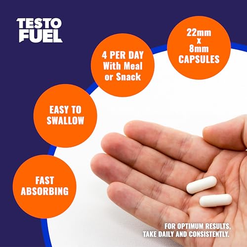 TestoFuel 120 T-Booster Pills - Test Booster for Men - 100% Natural Ingredients - Contributes to Normal Testosterone Levels & Muscle - Vitamin, Fenugreek & Magnesium Booster
