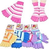 ECOSCO Men's & Women's Rainbow Stripes Toe Socks Soft Fuzzy 6-Pack