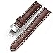 iStrap Leather Watch Band -Alligator Grain Embossed Pattern Calfskin Replacement Strap-Stainless Steel Deployment Buckle with Push Buttons-Bracelet for Men Women-18mm 19mm 20mm 21mm 22mm 24mm
