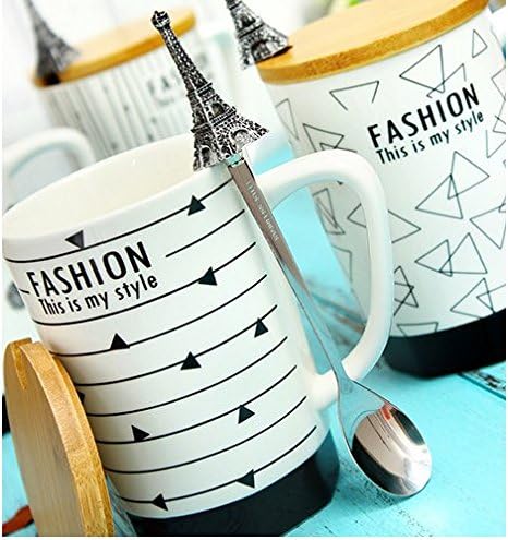 Fashion French Paris Effiel Tower Mug Cup Drink Juice Water Coffee Ceramic Cup With Lid and Spoon (Style # C)