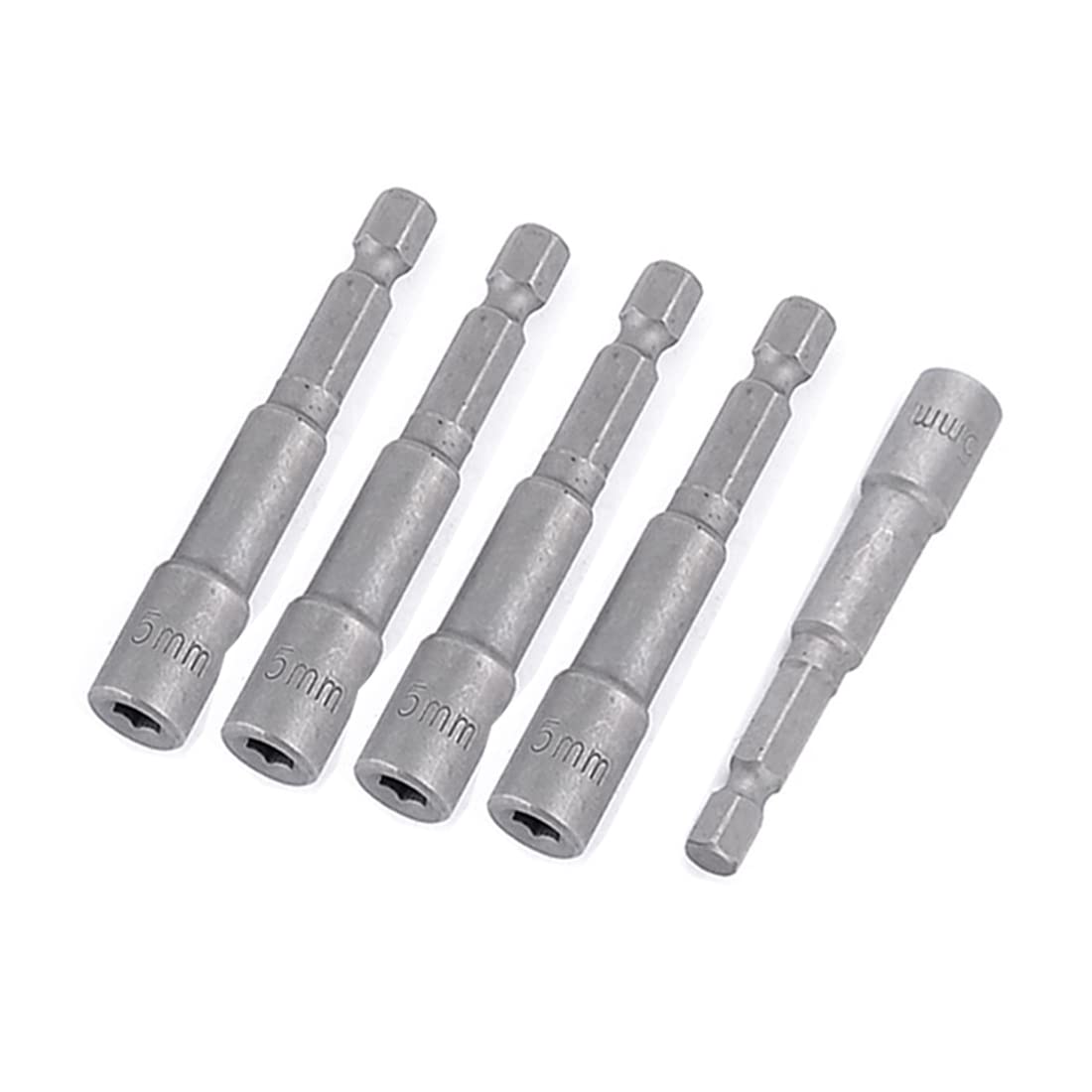 Sourcingmap 1/4-inch Shank 5mm Hex Socket Nut Setter Drivers Bit Adapter 5pcs