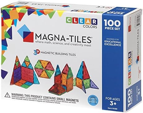 Valtech 4300 Magna-Tiles Clear Colors, Grade: Kindergarten to 3, 100 Piece Set