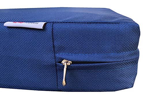 QQbed 2 Pack Outdoor Patio Deep Seat Memory Foam (Seat and Back) Cushion Set with Waterproof Internal Cover - Size 20"X18"X4" Navy Blue