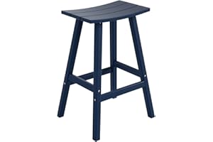 WO WESTIN OUTDOOR WO Home Furniture Saddle Stool 29"-Inch Adirondack HDPE Backless Patio Kitchen Bar Stool Seat (Navy Blue)
