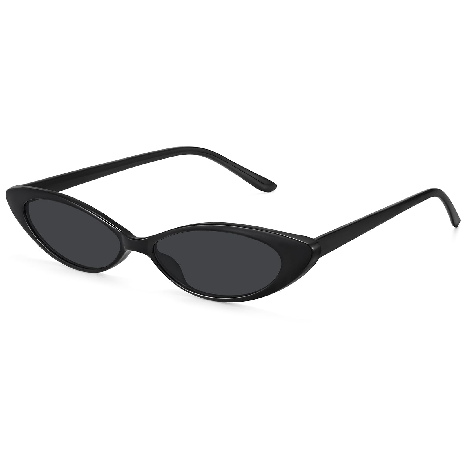 Photo 1 of STORYCOAST Retro Cat Eye Sunglasses for Women Vintage 90S Trendy Small Frame Sun Glasses Skinny Oval Shades UV400 Protection Black Frame-Gray Lens