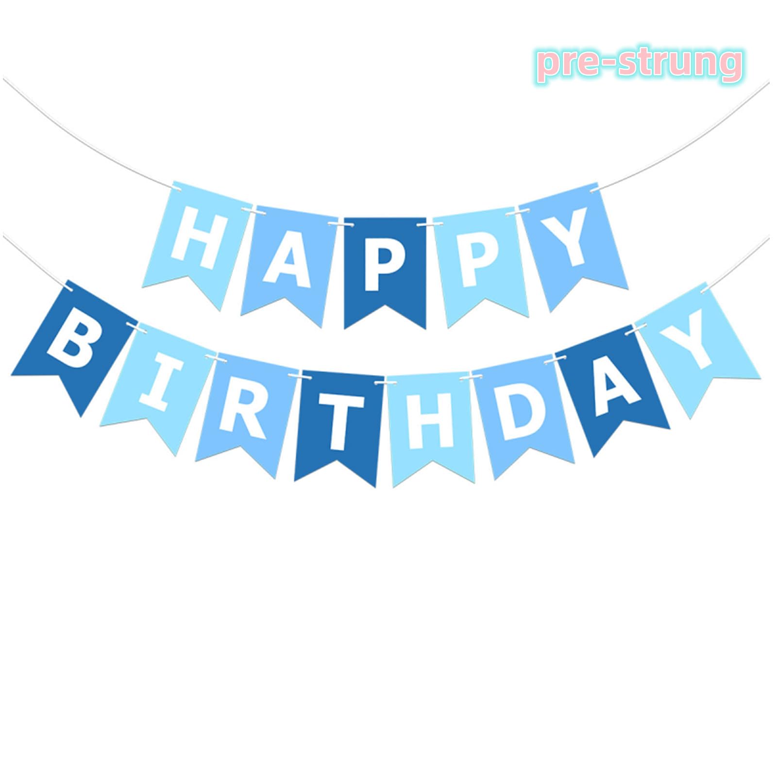 bng-bng Happy Birthday Banner Blue,Large Hanging Garland,Happy Birthday Bunting Party Decoration For Boys Men Photo Backdrop Party Supplies
