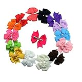 Habi 15pcs Boutique Toddler Baby Girl Grosgrain Ribbon Kids Hair Bows Clips Hair Accessories