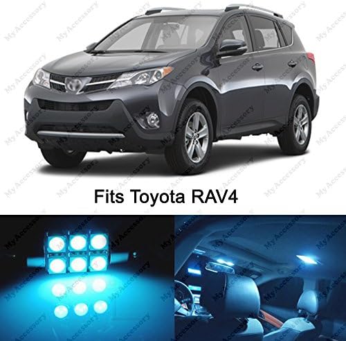 10 x Premium Ice Blue LED Lights Interior Package Kit for Toyota RAV4 (2013-2016)