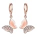 DreamSter Butterfly Drop Hoop Earrings Plated 18k Rose Gold Small Stud Earrings for Women Teen Girls Earrings