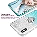 Maxdara Case for iPhone X iPhone Xs Glitter Case Ring Grip Holder Gradient Kickstand Series Bling Sparkle Diamond Rhinestone Bumper Luxury Pretty Girls Women Case X Xs 5.8 inches (Silver Teal)