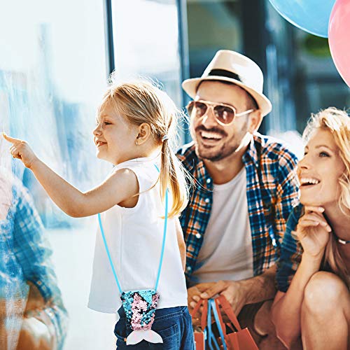 LovesTown Mermaid Sequin Purse,10 Pcs Mermaid Tail Wallets Glitter Reversible Sequins Coin Purses for Kids Mermaid Party Favors