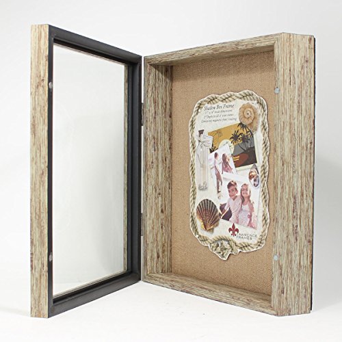Lawrence Frames Weathered Front Hinged Shadow Box Frame with Burlap
