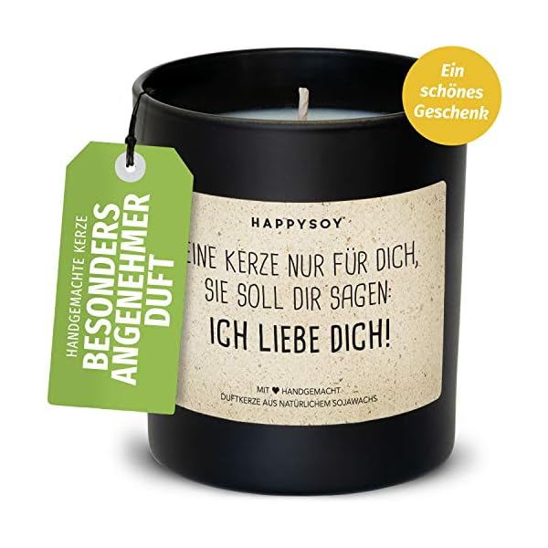 Ich liebe dich Duftkerze im Glas mit Spruch aus Soja 100 handgemacht