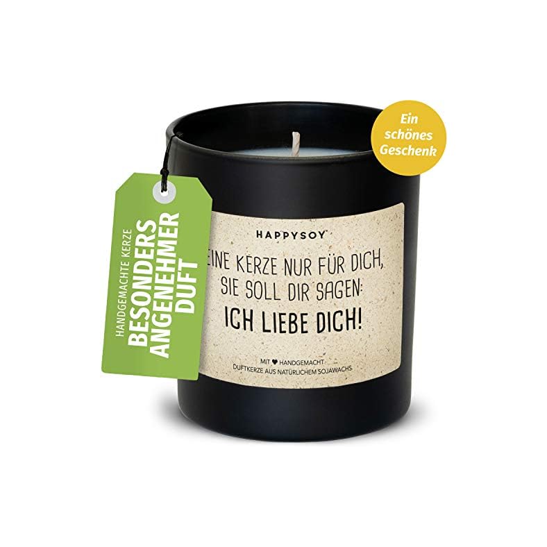 Ich liebe dich Duftkerze im Glas mit Spruch aus Soja 100 handgemacht