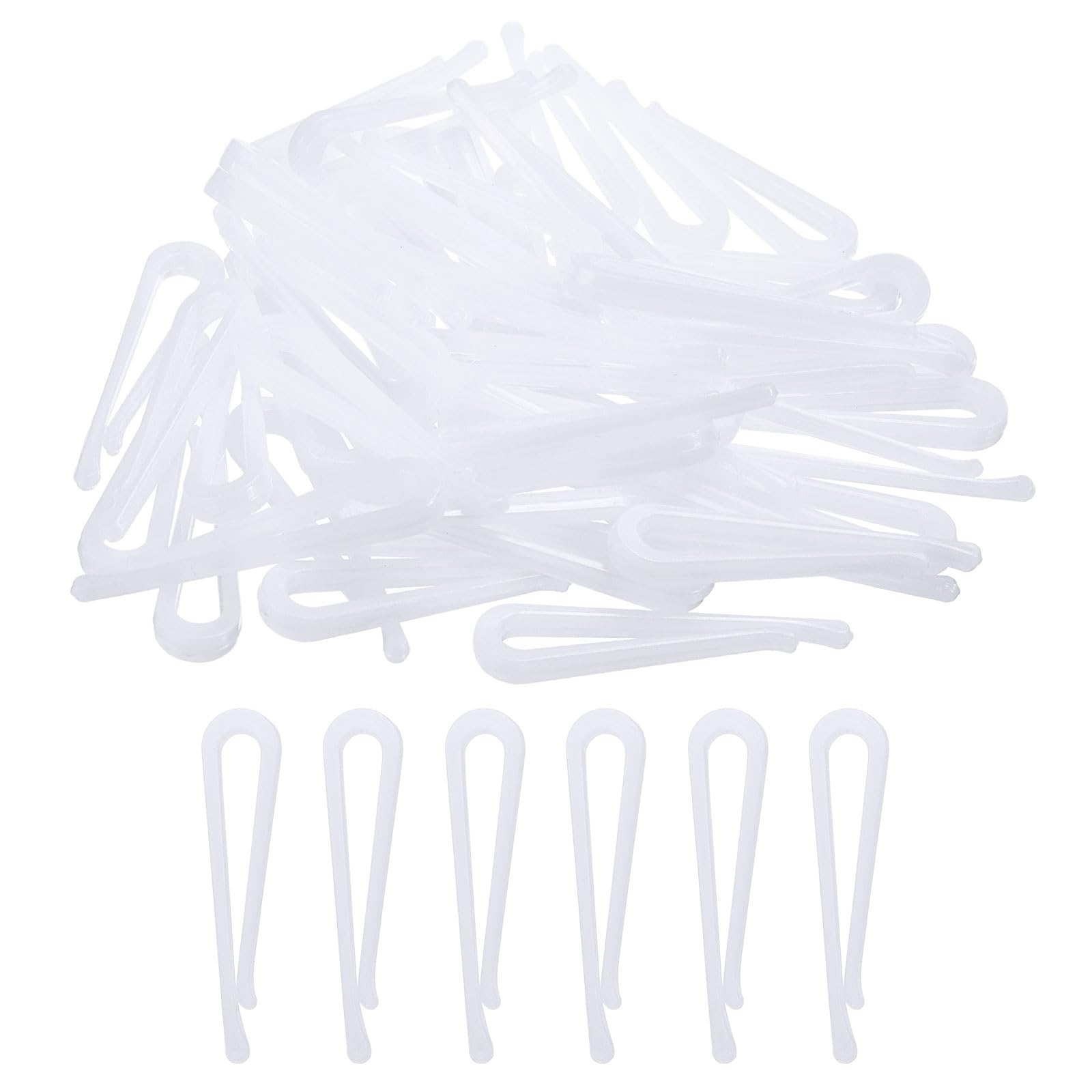 uxcell 200Pcs Durable Plastic Alligator Clips, 1.61" White U Shape Shirt Clip Clothespins for Folding Ties, Pants, Socks, Garments