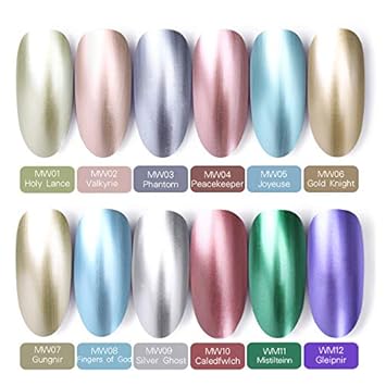 Iridescent Nail Polish Amazon amazon com born pretty metallic gel nail polish set 12 colors iridescent metallic shades mirror effect nail polish vanish shinny color nail gel